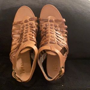 Reba Leather tan high heel sandals size 8.5 M